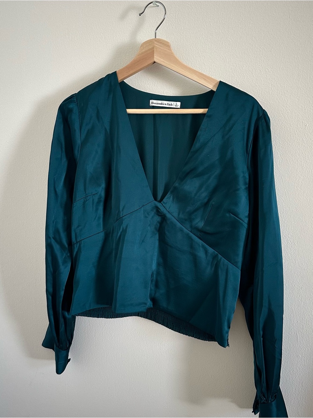 Abercrombie & Fitch Teal V-Neck Satin Blouse